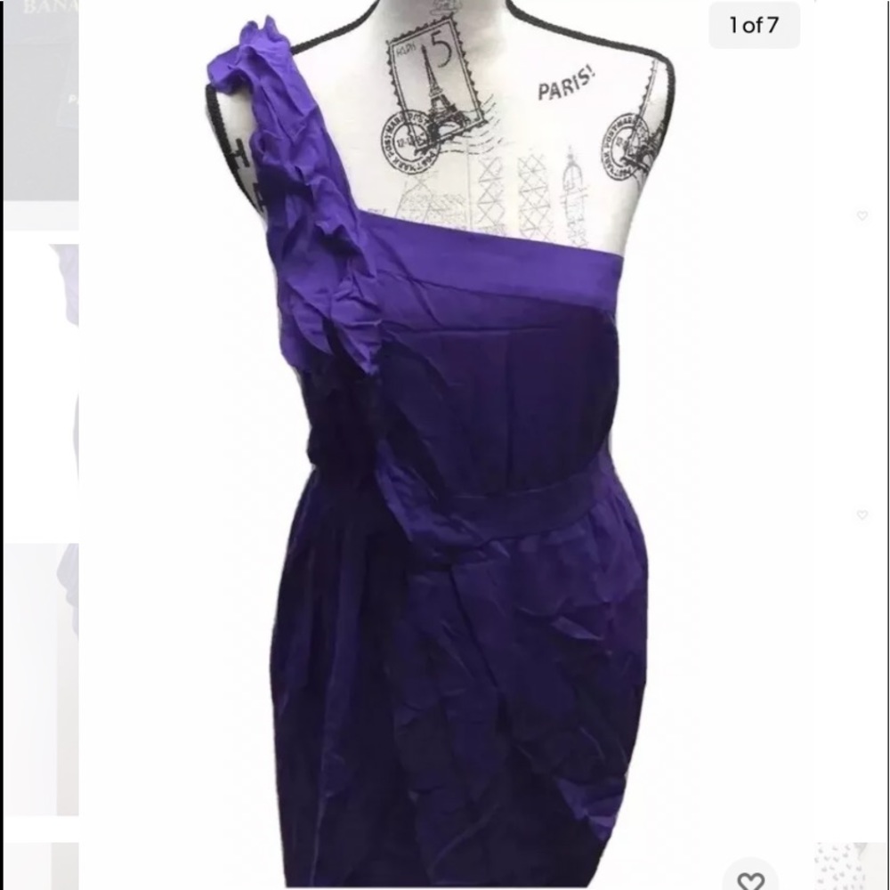 BCBG Generation One Shoulder Pencil Dress Mini Purple  8